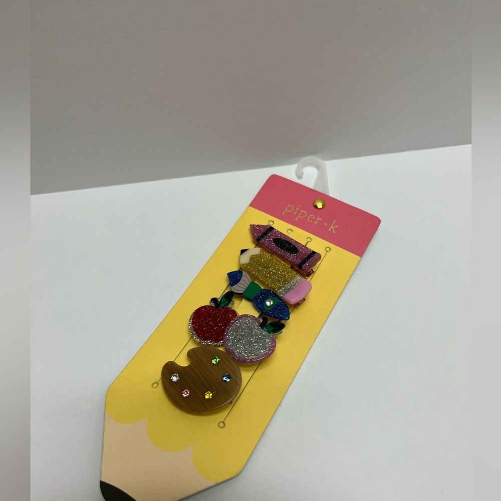 NWT ✏️🍎 Back to School Piper K Hair Clips set of 5 - Picture 11 of 11